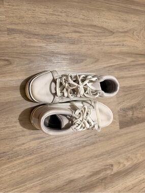 Kids Cream Lace-Up Sneakers - Comfortable Everyday Shoes